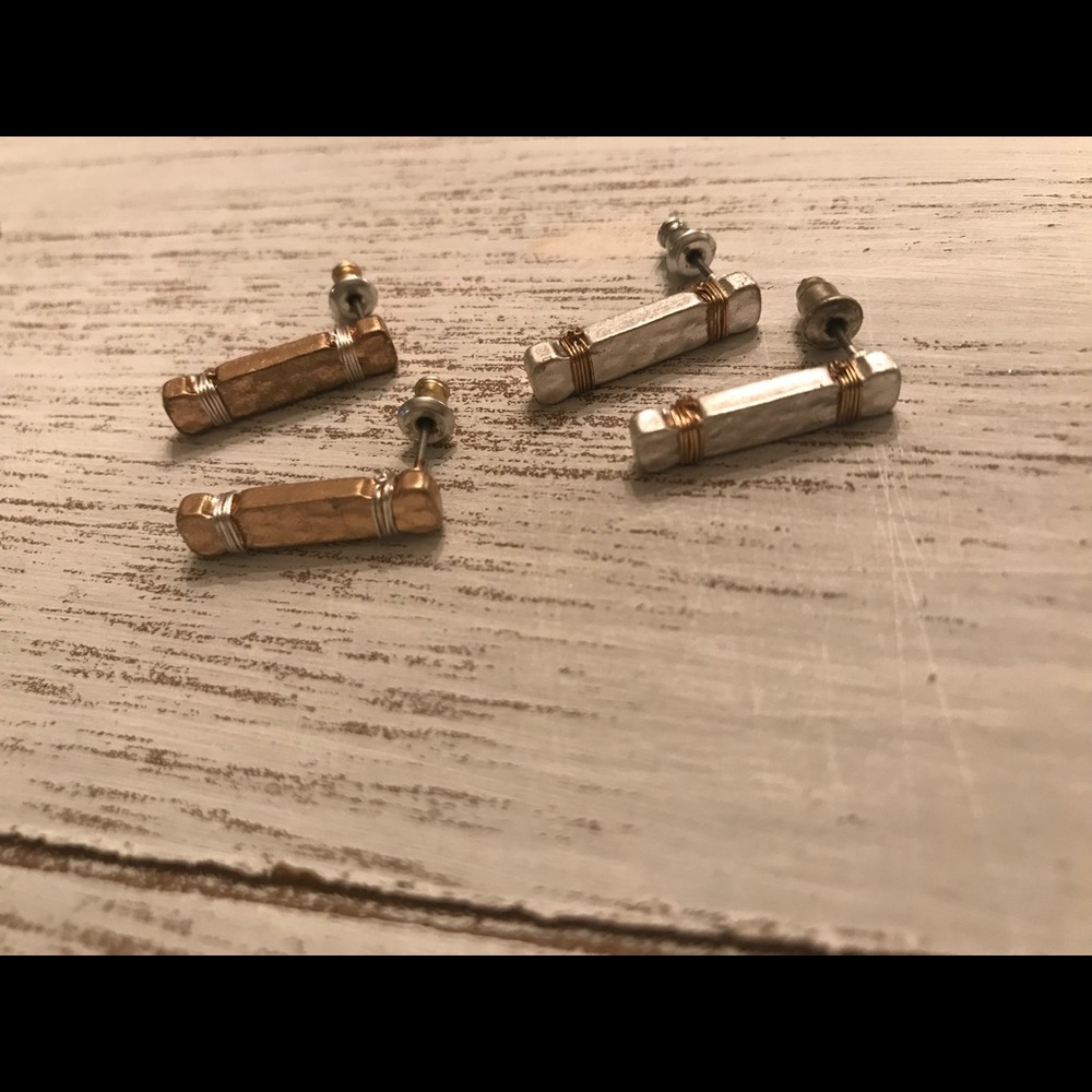 (2)- brushed gold/ brushed silver wire wrapped ER